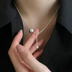 Waterproof Stainless Steel Round Pendant Necklace for Women 2023 New Light Luxury Collarbone Chain Summer Jewelry