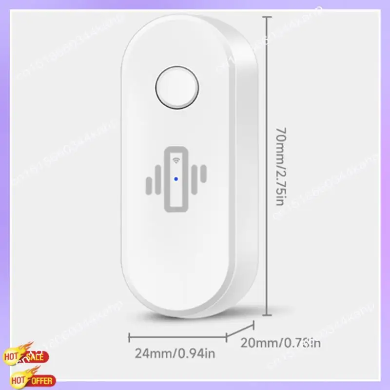 CLCU Tuya Wifi เซ็นเซอร์สั่นสะเทือนนาฬิกาปลุกเครื่องตรวจจับการสั่นสะเทือนไร้สายการตรวจจับการกระแทกแบบเรียลไทม์และการแจ้งเตือนกิจกรรมสีขาว