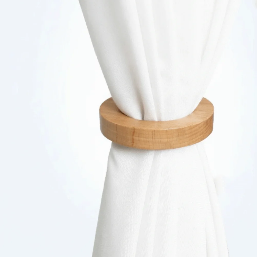 Strong Magnetic Magnetic Curtain Buckle Rotating Design Light Luxury Wooden Curtain Tieback No Punching Durable Wood