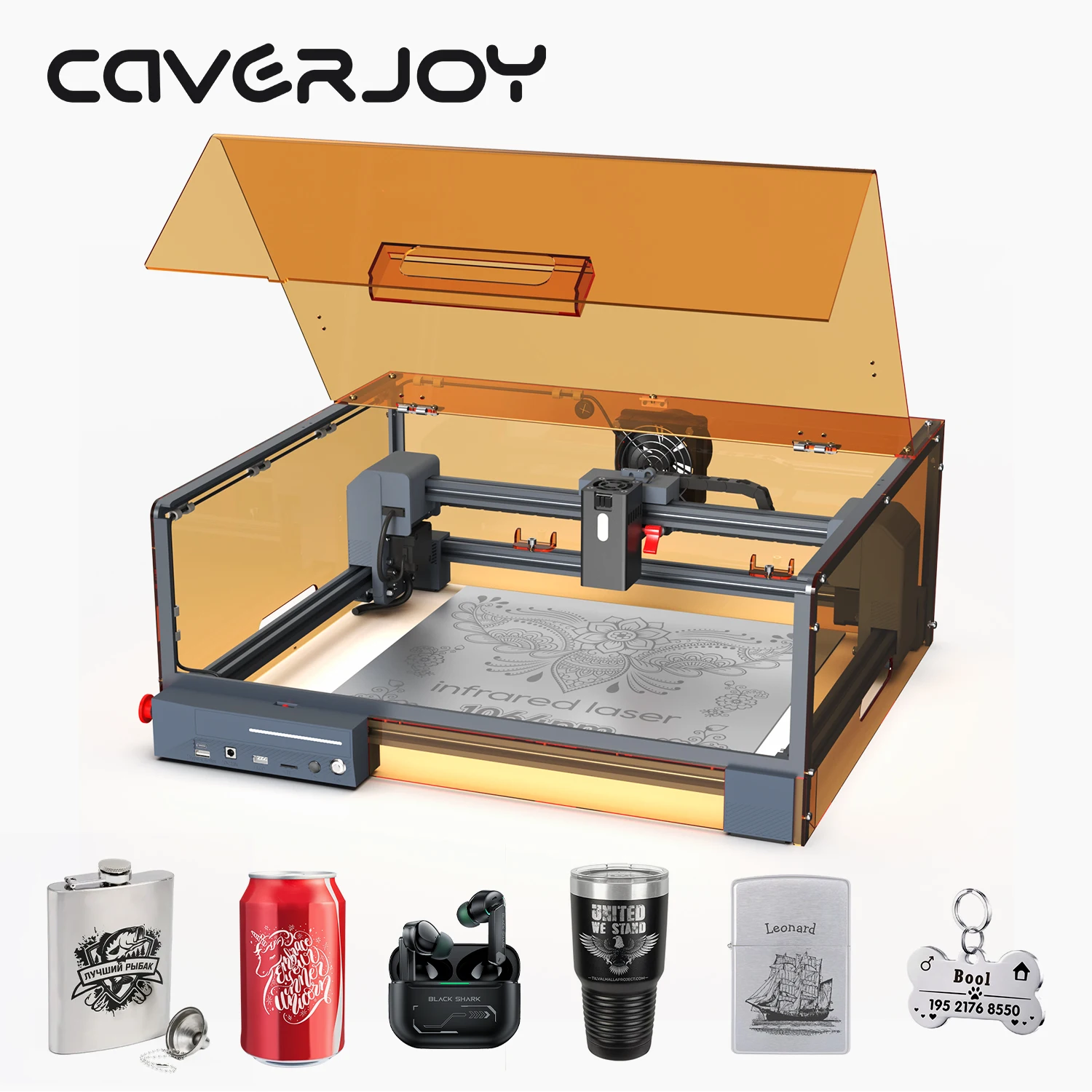 DIY Logo Laser Engraver Stainless Steel Printer Metal CAVERJOY JL9 10W USB WiFi APP Laser Engraving Machine CNC Wood Cutting