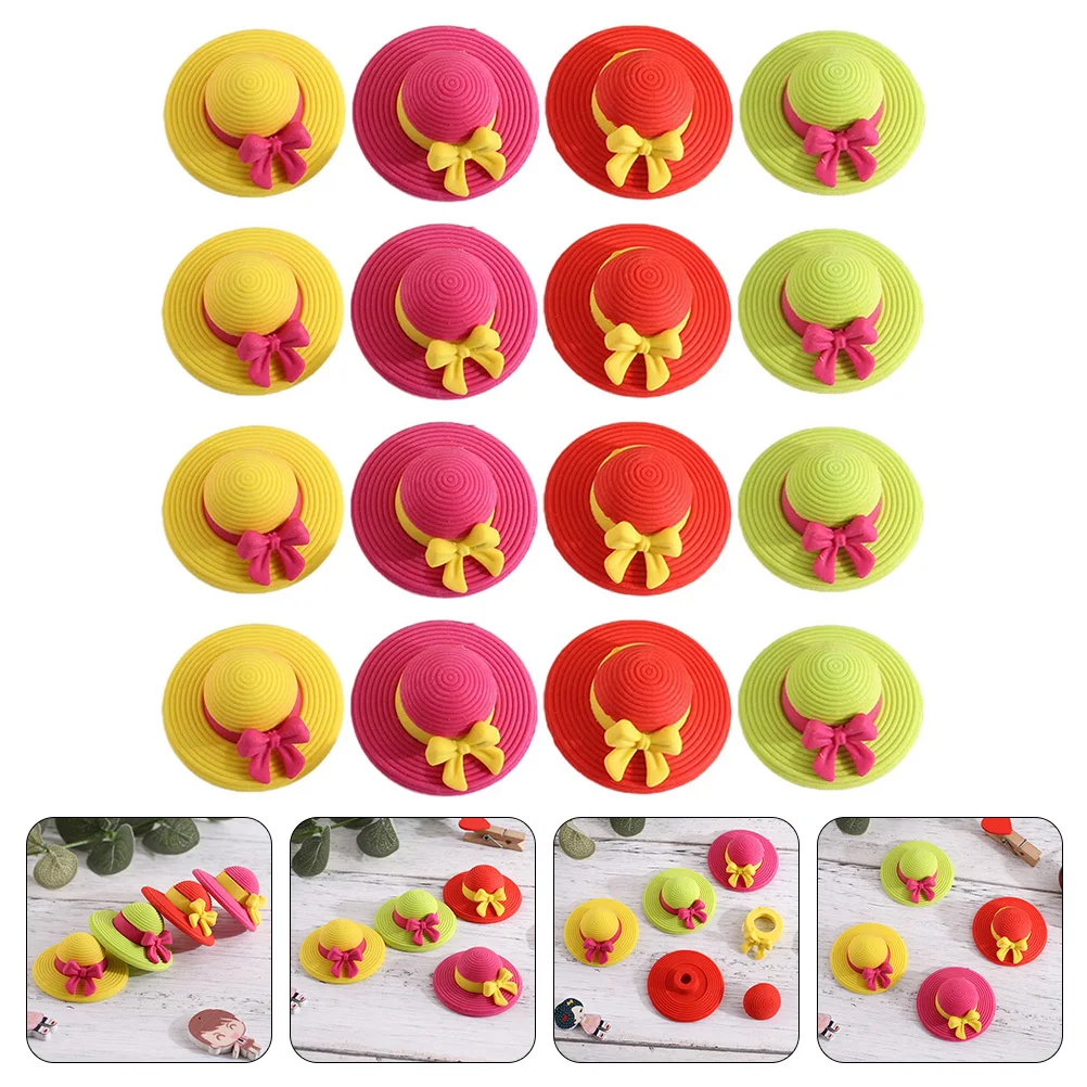 

16Pcs Cartoon Hats Erasers Practical Kids Painting Erasers Term Use School Supplies
