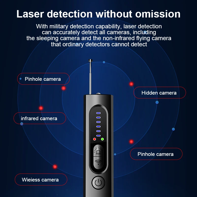 Nuovo rilevatore di telecamere per telecamera nascosta Pinhole Hidden Lens Detect Gadget Anti-Peeping Security Protection Scanner Anti-spia