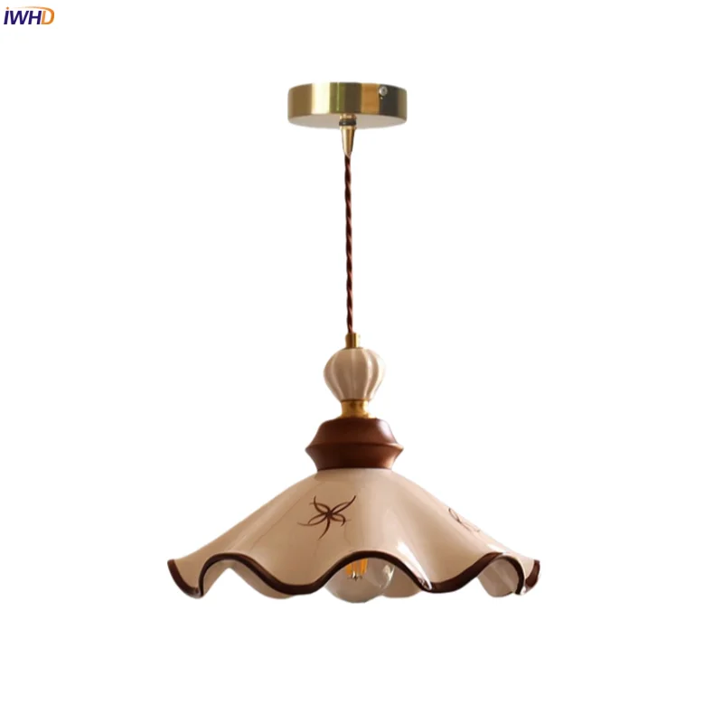 

IWHD Mid Century Modern LED Pendant Lights Kitchen Island Living Room Interior Lighting White Ceramic Hanging Lamp Luminaire