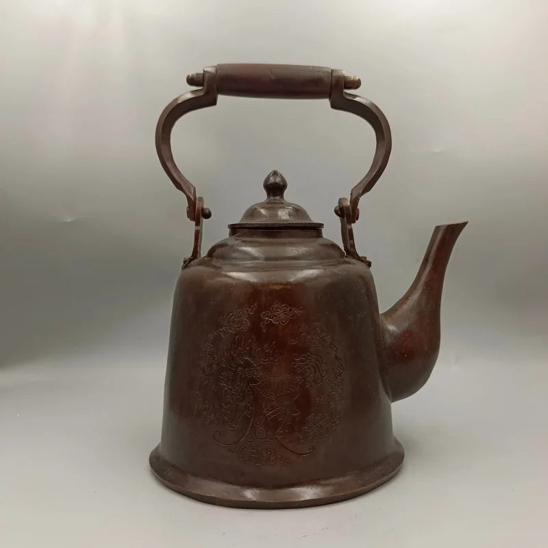 

ornament, lion-shaped handle kettle, large copper wine pot, home decoration