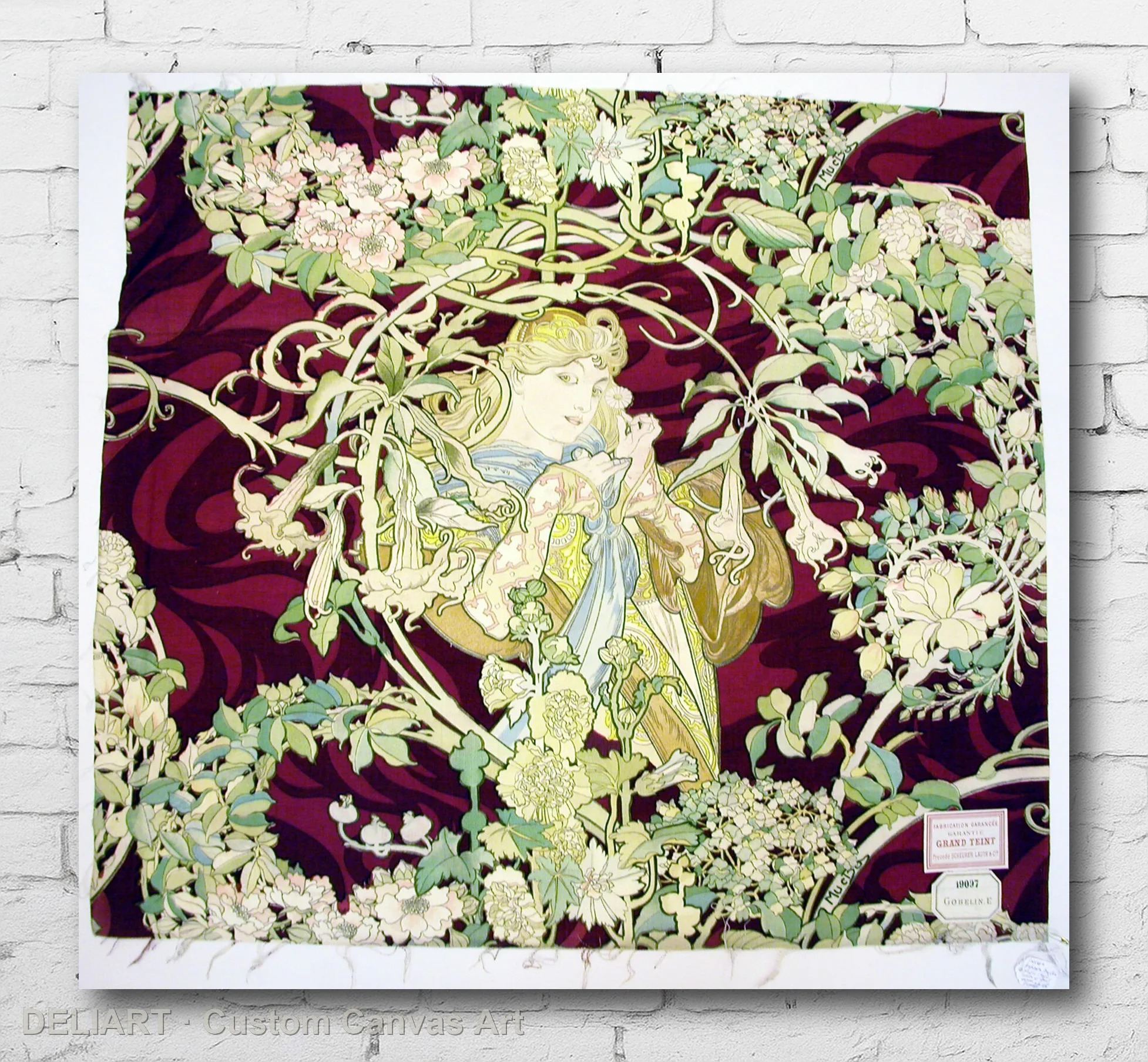 Panel Entitled Femme à marguerite (Woman with Daisy) by Designed by Alphonse Marie Mucha Canvas Poster Wall Art