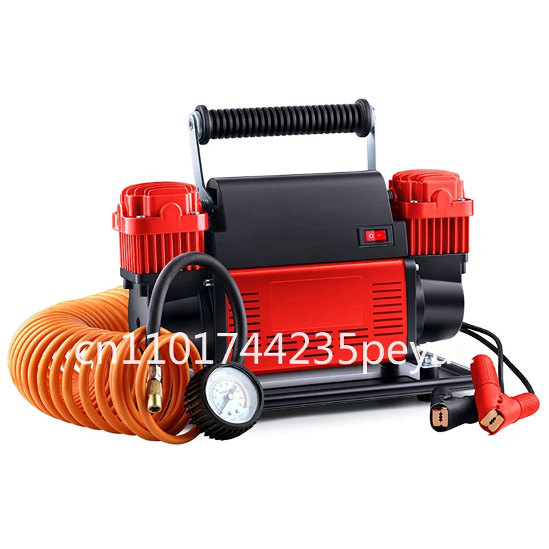 

Портативный воздушный компрессор, накачка шин, автомобильный двухцилиндровый воздушный насос, мощный воздушный насос высокого давления 780 Вт с механическими часами