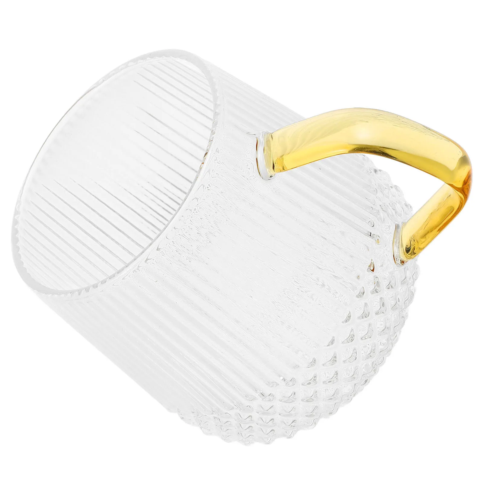 

Glass Cup with Handle Vertical Stripe Lightweight Thermal Shock Resistant Glassware for Coffee Milk Home Kitchen Reusable Glass