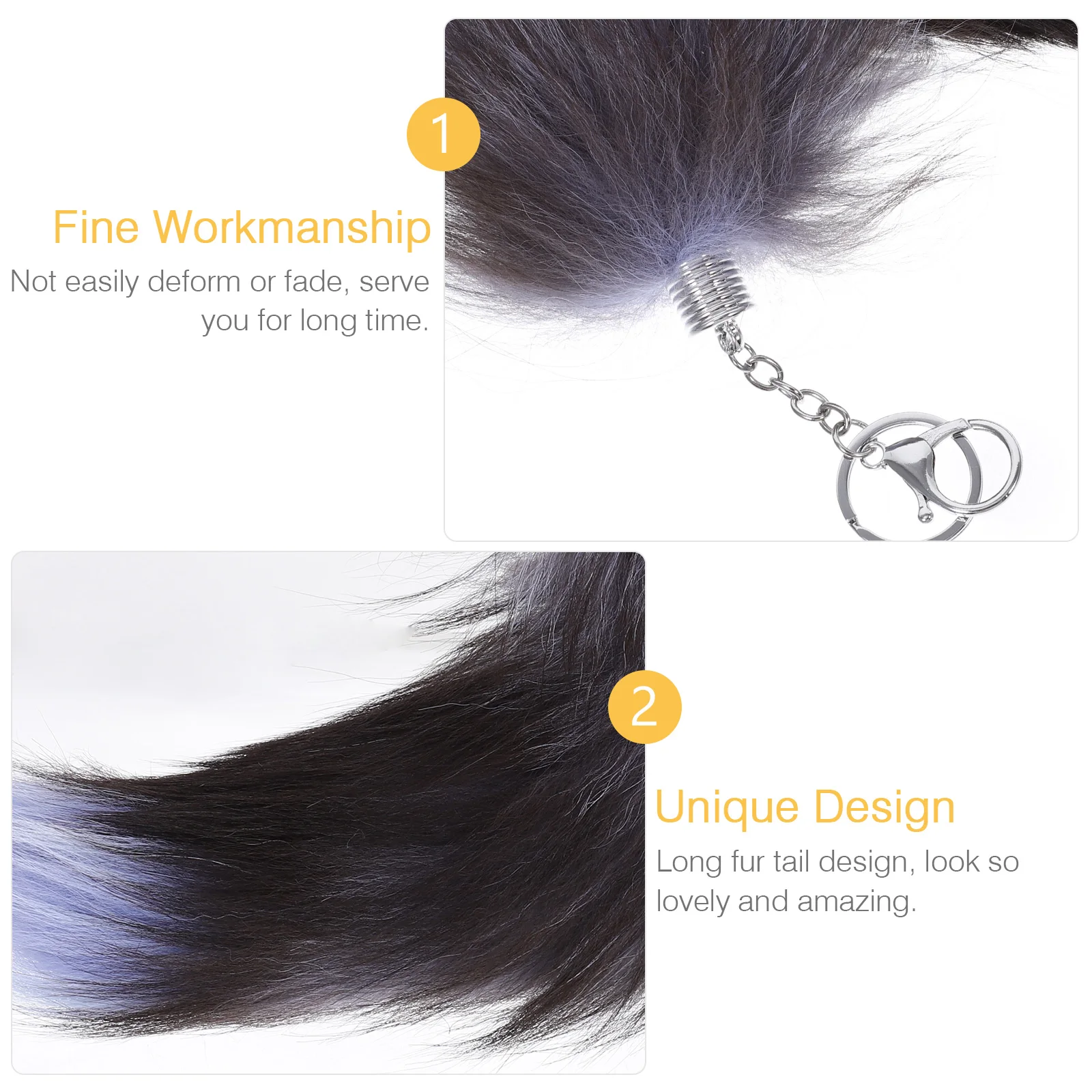 CALLARON Tail Keychain Faux Key Pompom Car Keychain Animal Keyring for Backpack Tote Bag