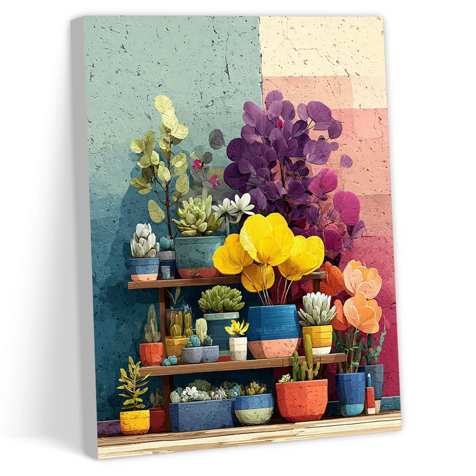 CHENISTORY Painting By Numbers Kill Time Adults Crafts Acrylic Oil Flowers Art Posters For Wall Gift Coloring By Numbers Drawing