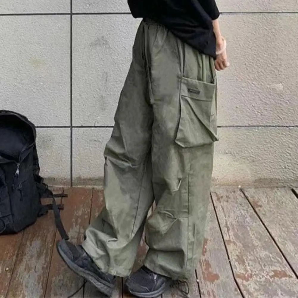 Classic Design Multi Flap Pockets Cargo Pants Women's Loose Fit Drawstring Cargo Pants For Skateboarding Street Outdoor Camping