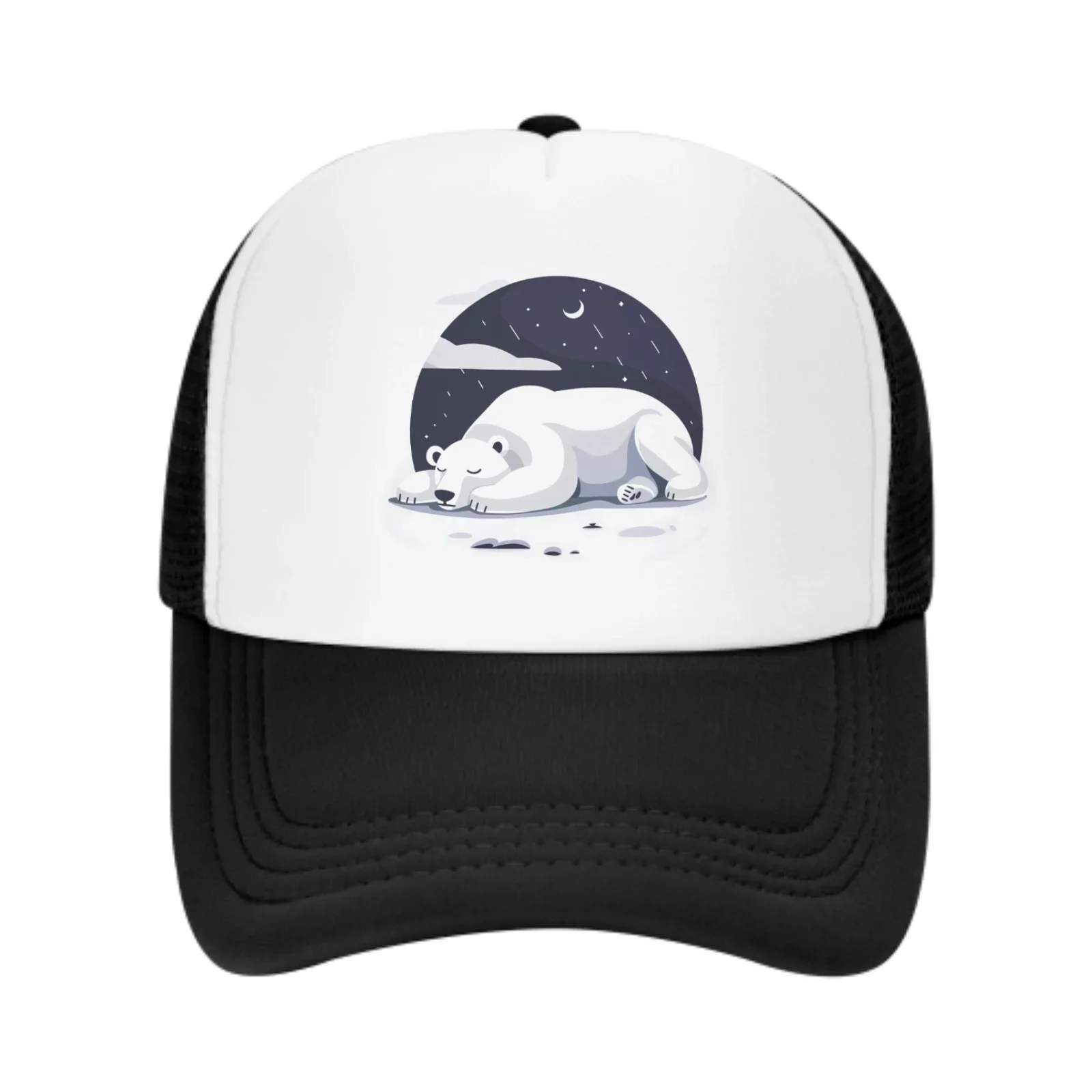 

At Night White Bear Sleeps Summer Leisure Sports Daily Sun Hat Fishing Outdoor Men's and Women's Truck Caps Fashion