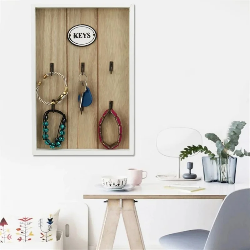 Wall Mounted Key Holder Wooden Key Organizer Hanger With 6 Hook Wall Decorative Holder Key Holder Wall Minimalist Wall Hook