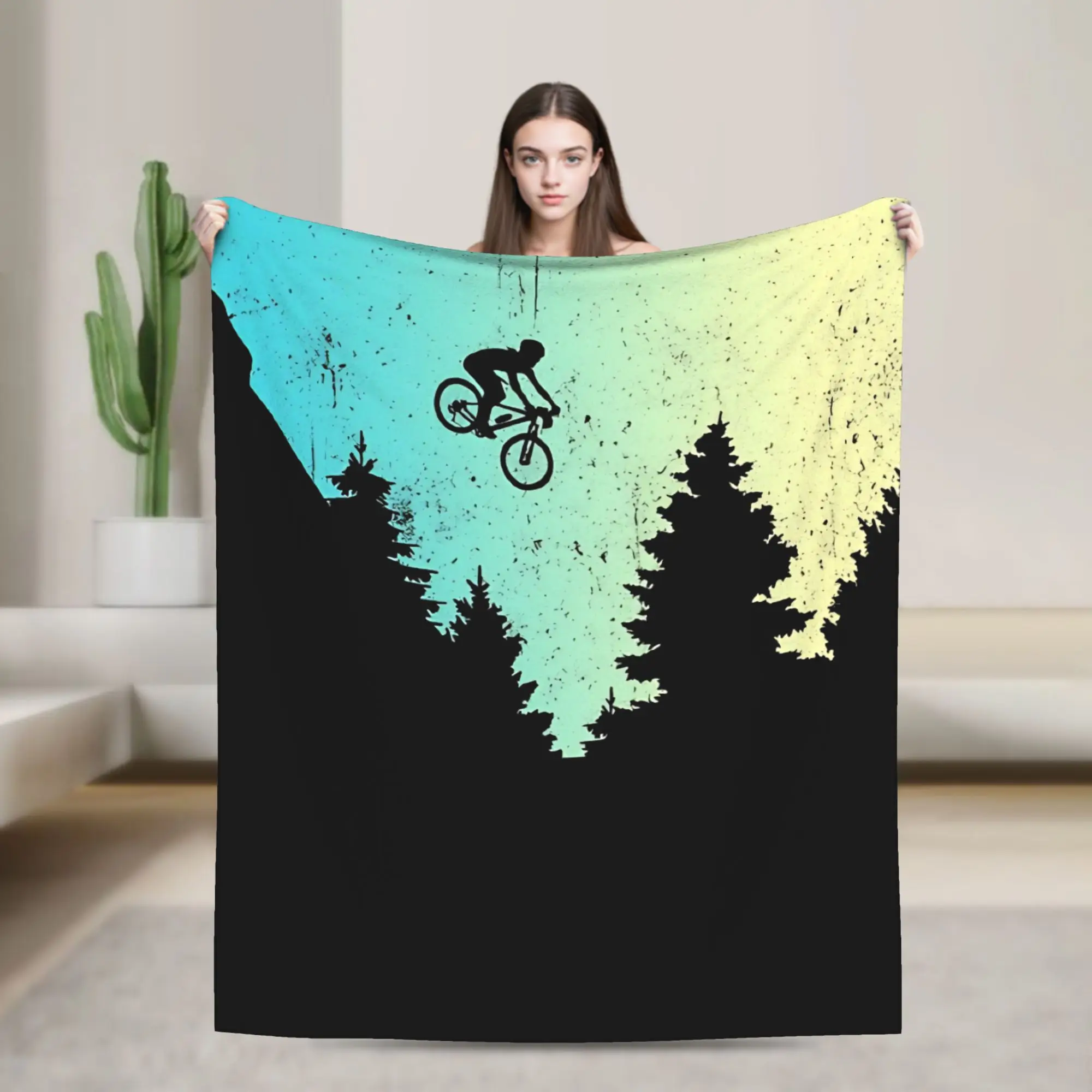 Cycling On The Mountain Bike Blanket Quality Warm Soft Mtb Bike Track Bedding Throws Decorative Couch Chair Sofa Bed Bedspread