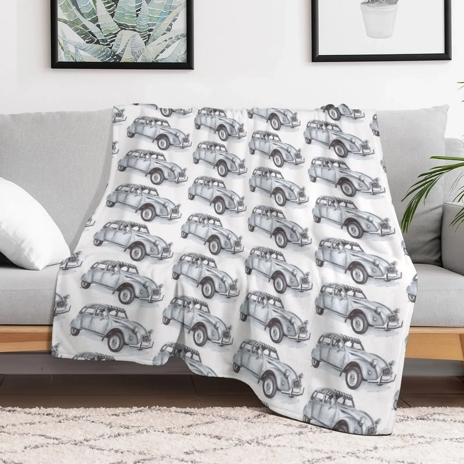 Citroen 2CV Car Biro Drawing Throw Blanket Luxury Thicken Single Blankets