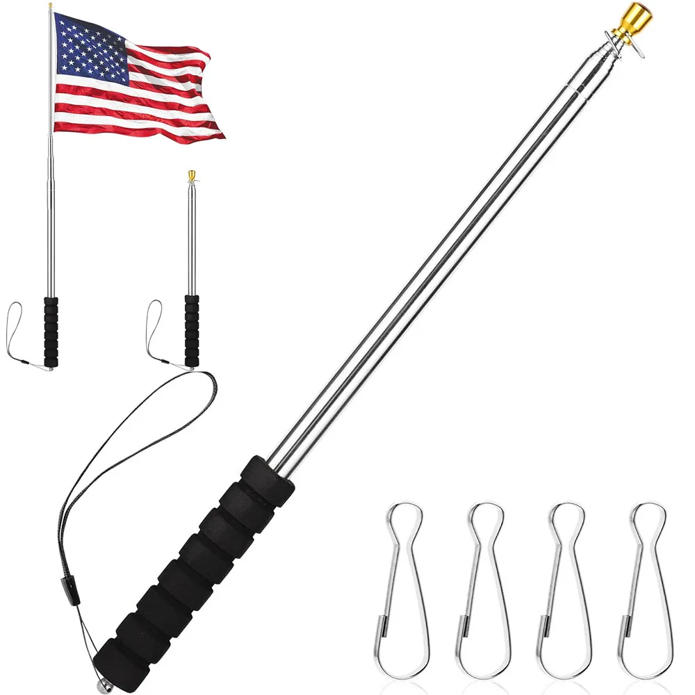 Telescopic Handheld Flagpoles,Stainless Steel Plastic,Telescopic Guide Flag Pole for Tour Guide Festival Teaching Pointer