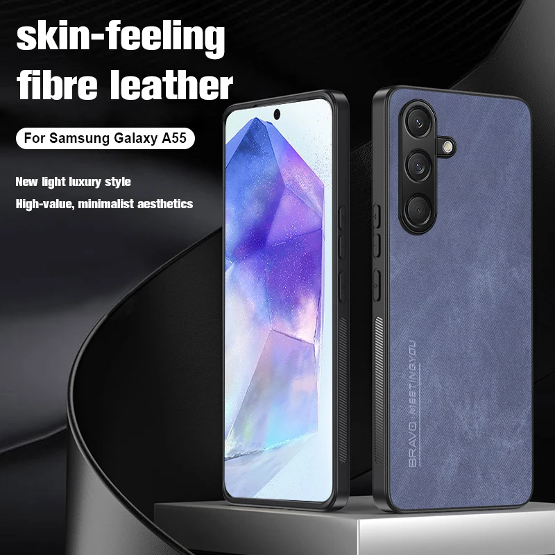 Fiber Leather Skin Feel Phone Case For Samsung Galaxy A55 A35 A25 5G A15 4G Camera Protection Back Shell Sumsung a55 a 15 35 25