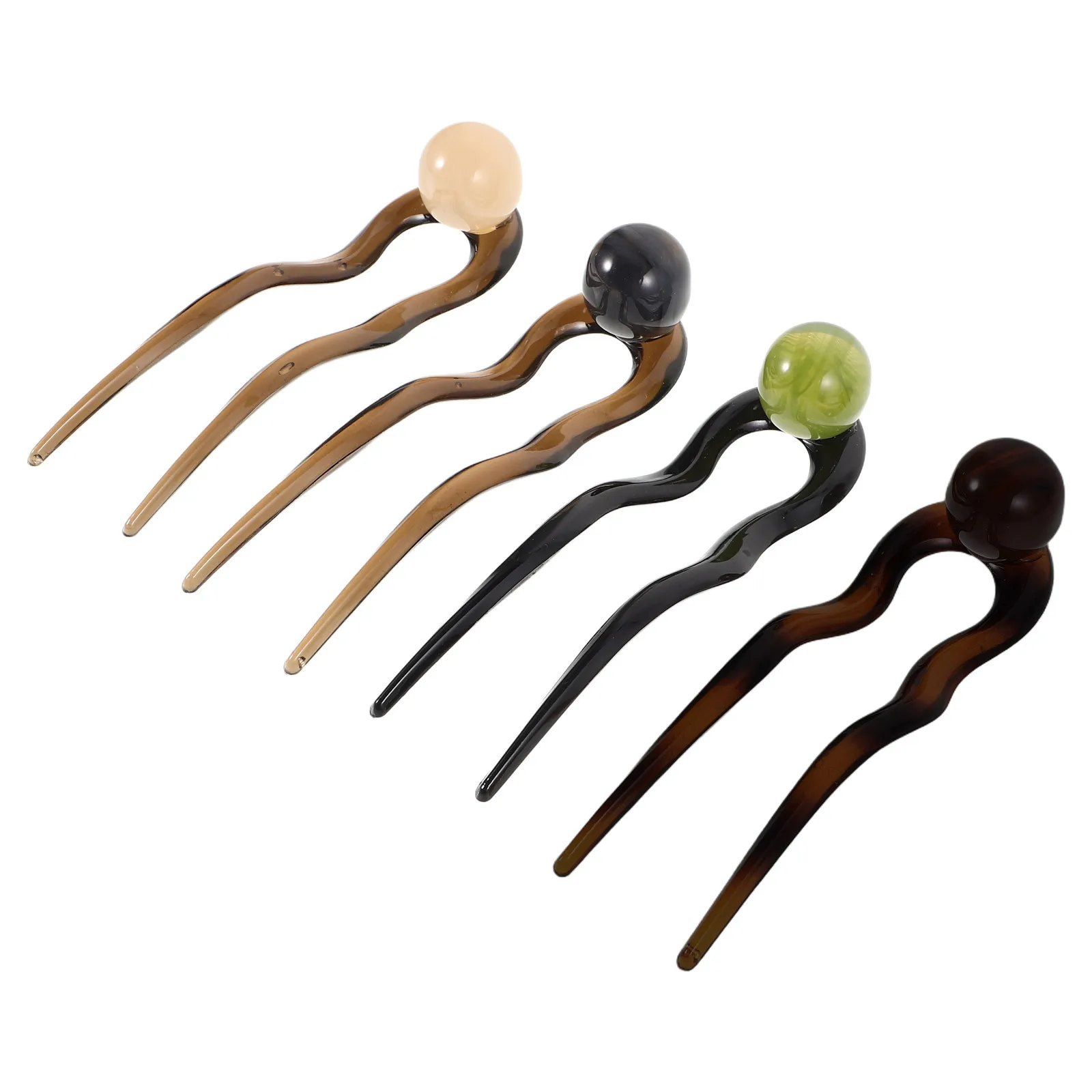 

4Pcs Vintage U-Shaped Hairpins Pearl Elegant Hair Styling Accessories Chignon Bun Updo Hairpins for Women Hair Bun Marker