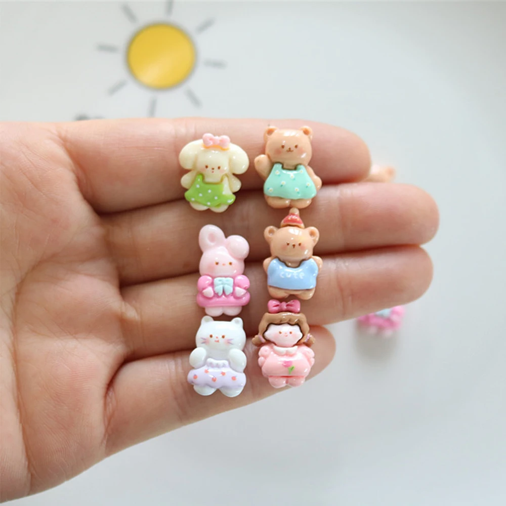 20PCS Mini Skirt Animal Series Flat Back Resin DIY Figurines Nail Art Enhancement Craft Scrapbooking Decoration Accessories