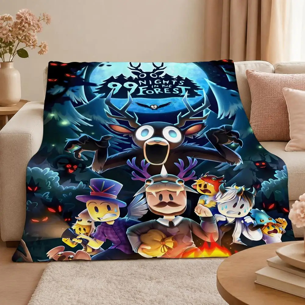 Game 9-99 Nights in the Forest Survival Horror Adventure Throw 320g Soft Flannel Fleece Blanket Cover Sofa Bed Dorm Nap Gift