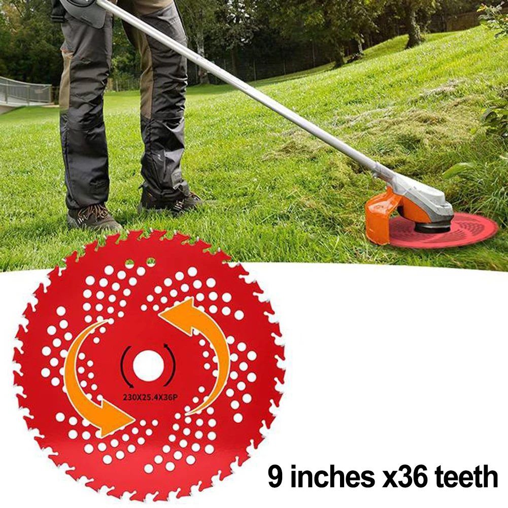 

1Pc Lawn Mower Cutting Disc Brush Cutter Blade 36T Carbide Tip 23cm 25.4mm Hole For Weeds Eater Grass Trimmer Accessories