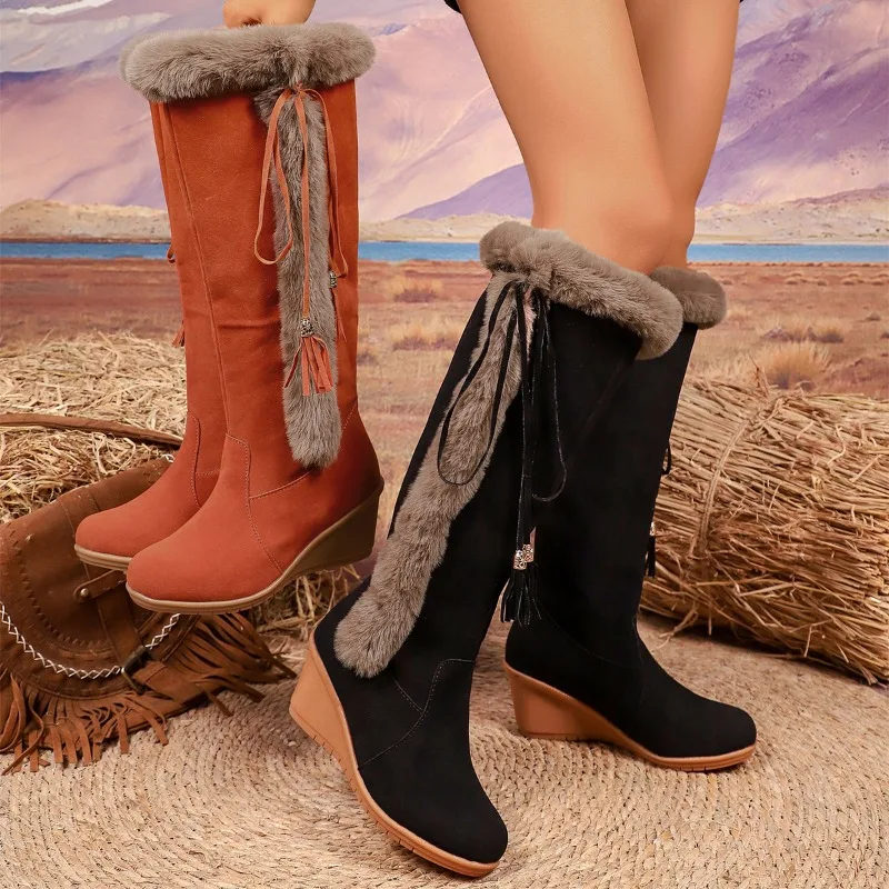 Botas de Nieve con Plataforma, Talla Grande, de Lana y Algodón, Cálidas para el Invierno