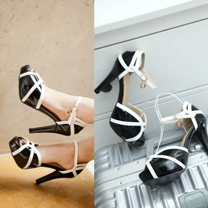 REAVE CAT Summer Sexy Women Sandals 32 33 Stiletto Peep Toe Buckle Strap Mixed Color 44 45 Sexy Party Shoes