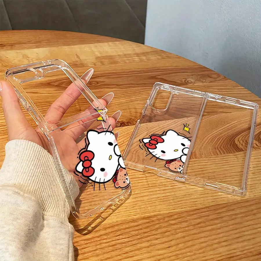 Case for Samsung Galaxy Z Fold 8 Ultra Z Fold 7 6 5 4 3 Z Flip 6 5 4 3 ZFold8Ultra Transparent Soft Phone Cover Sanrio Hello