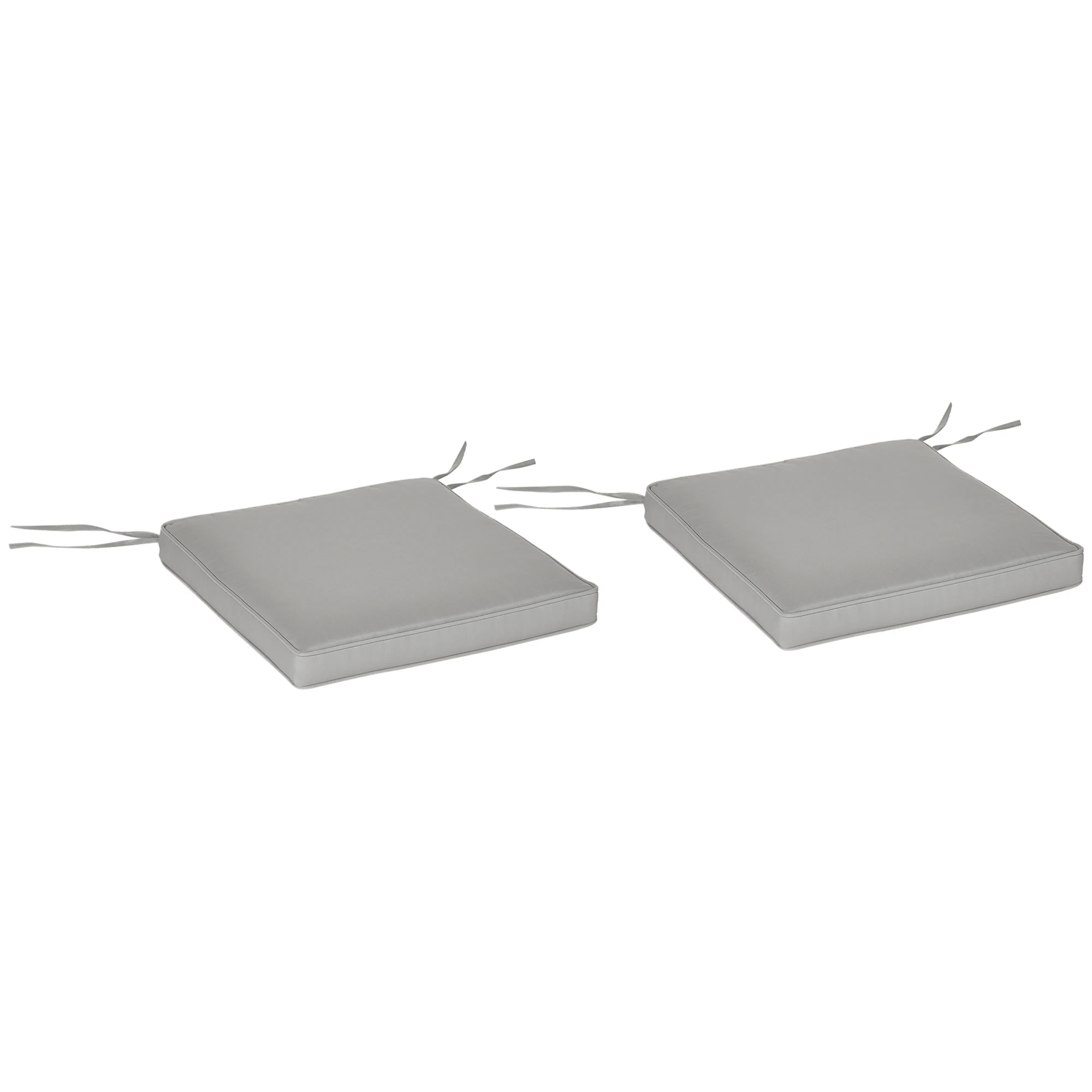 Set of 2 Garden Chair Cushions, Removable Seat Cushions, 5cm Padding, Light Grey Polyester