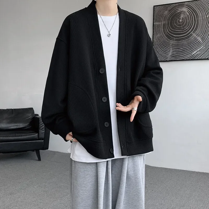 

Fashion Solid Color Style Hoodies Autumn Brand Casual Loose Coat Street Thick Warm Male Cardigans 2025 Korean Sweatshirts Men