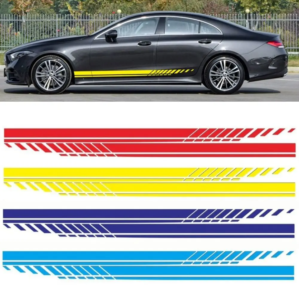 2Pcs PVC Car Body Side Decal Multi-color Cool Car Side Stickers Universal High Temperature Resistance Car Side Door Stripe SUV