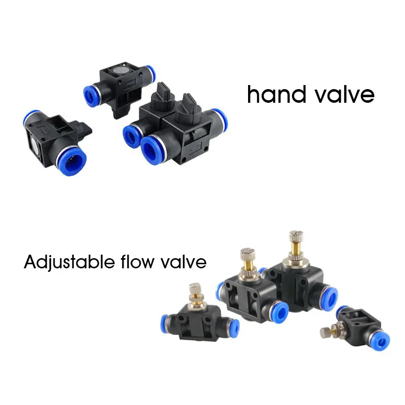 

SA HVFF Pneumatic Fitting Air Connector Tube Quick Fittings Pipe Push In Adjustable Flow Hand Valve Switch Plastic Connectors