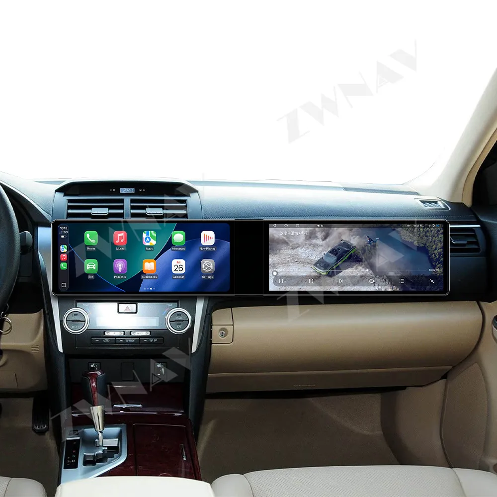 

Мультимедийный проигрыватель Qualcomm 8-ядерный с двумя экранами 12.3 дюйма для Toyota Camry 2012-2015: обновление навигации, беспроводной GPS, стерео