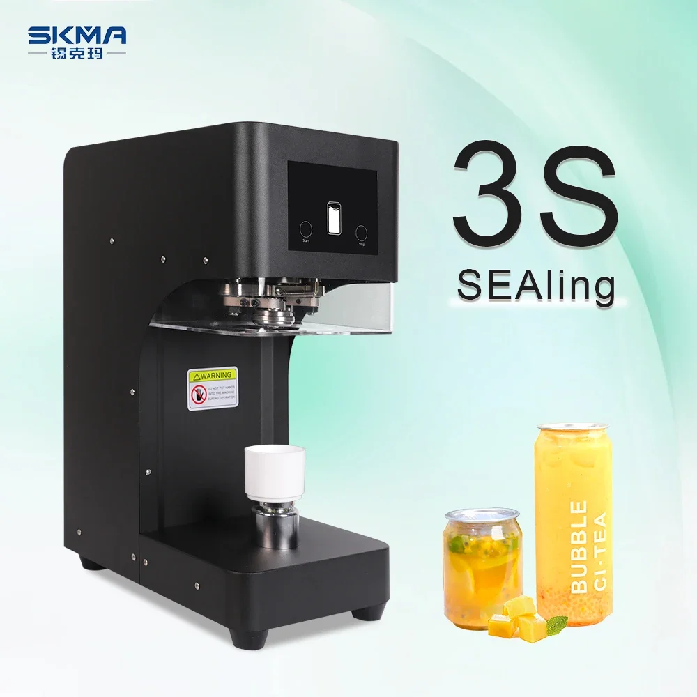 

Electric Automatic Can Sealing Machine Stainless Steel Tin Can Seamer for Beverage Dessert Jar Aluminum Lids Close for Packaging