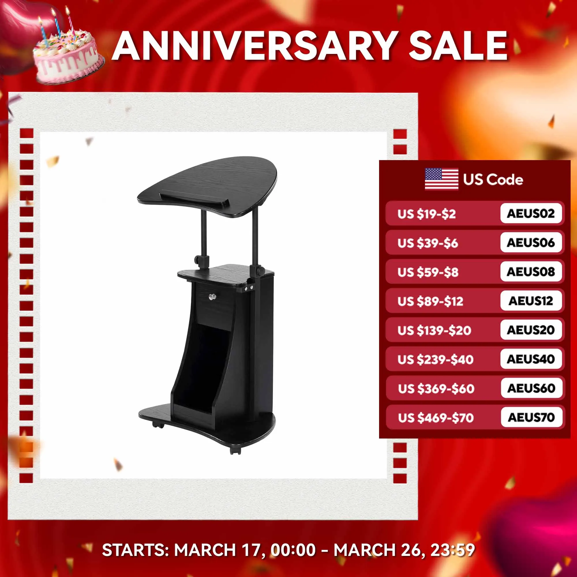 Adjustable Laptop Notebook Desk Computer Pc Table Office Home Storage Black