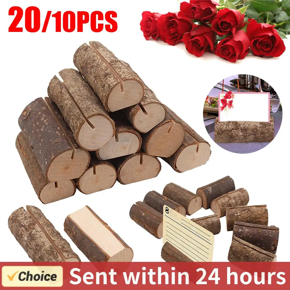 10/20p rustikale Naturholz Tisch karten halter Tisch Holz Name Nummer Foto halter Menü stehen Hochzeit Geburtstags feier Dekoration