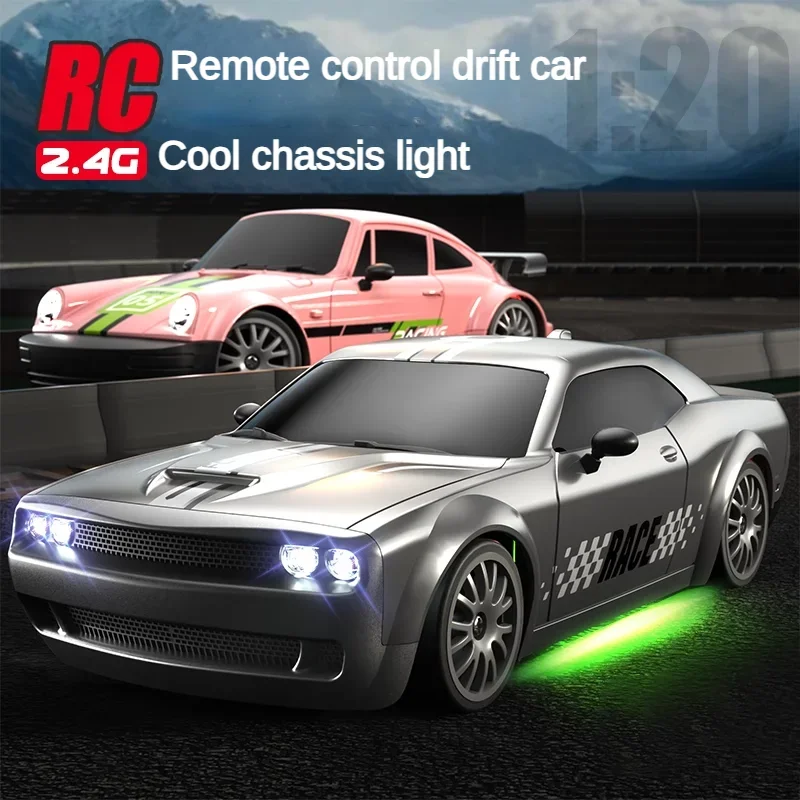 Remote Control Car 1/20 4WD Drift Car Unlimited Speed 2.4G Remote Control GTR High Speed Racing Car LED Light Toy