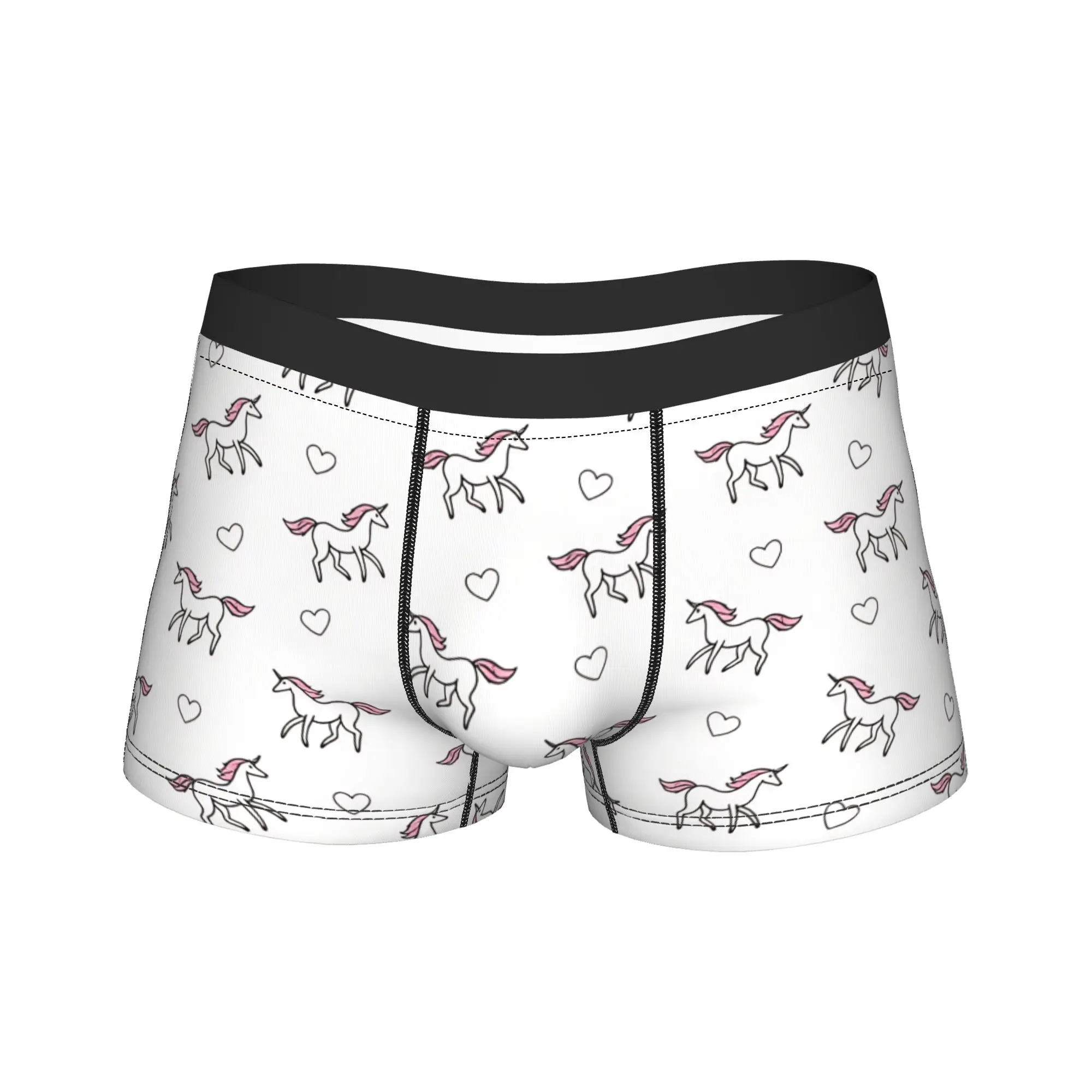 Seamless pattern of hand drawn white unicorn Underwear  Men Shorts Briefs Breathable Boxershorts Hot Sale Plus Size Underpants