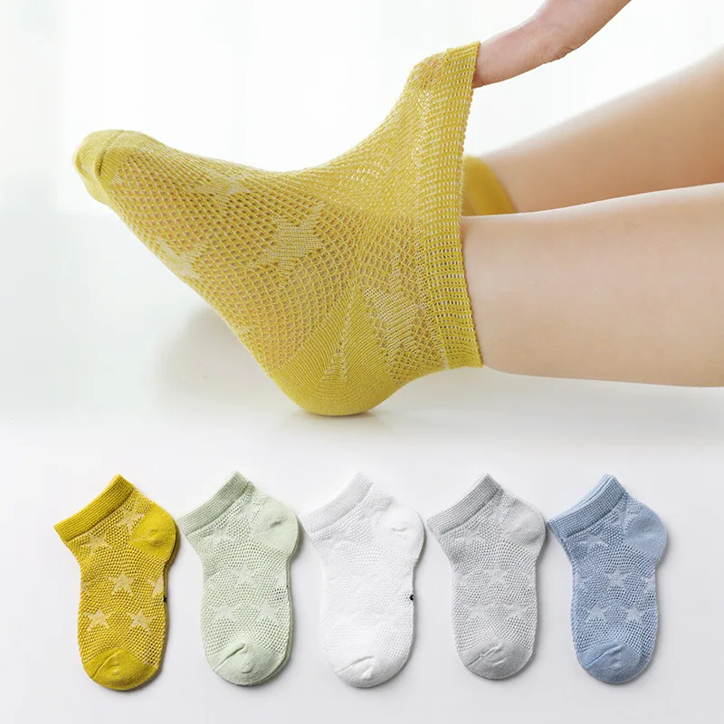 

5 Pairs of Children's Sock Summer Cotton Cute Breathable Boy And Girl Socks Cartoon Children's Baby Socks Mesh Casual Socks