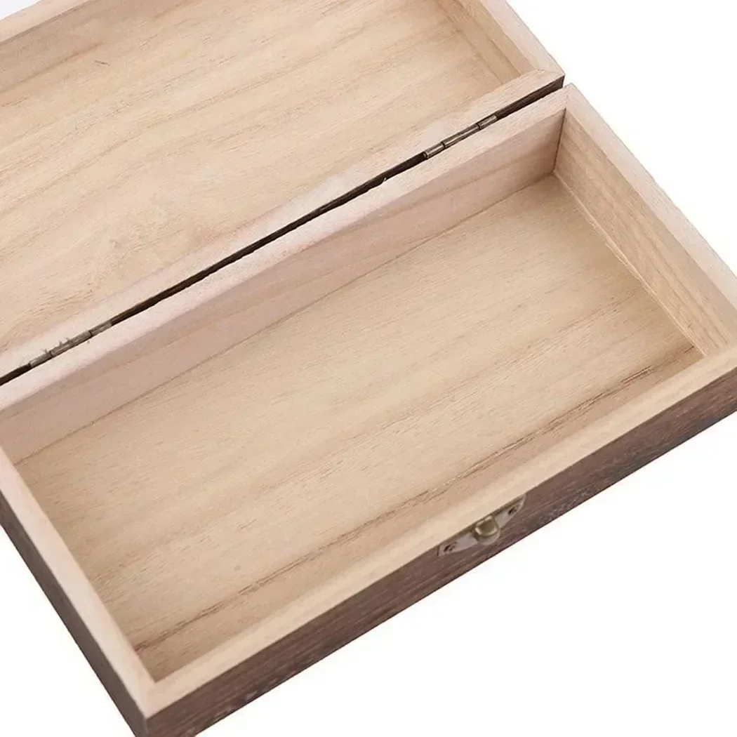 Retro Jewelry Box Desktop Natural Wood Clamshell Storage Decoration Wooden Home Storage Organization Storage Boxes
