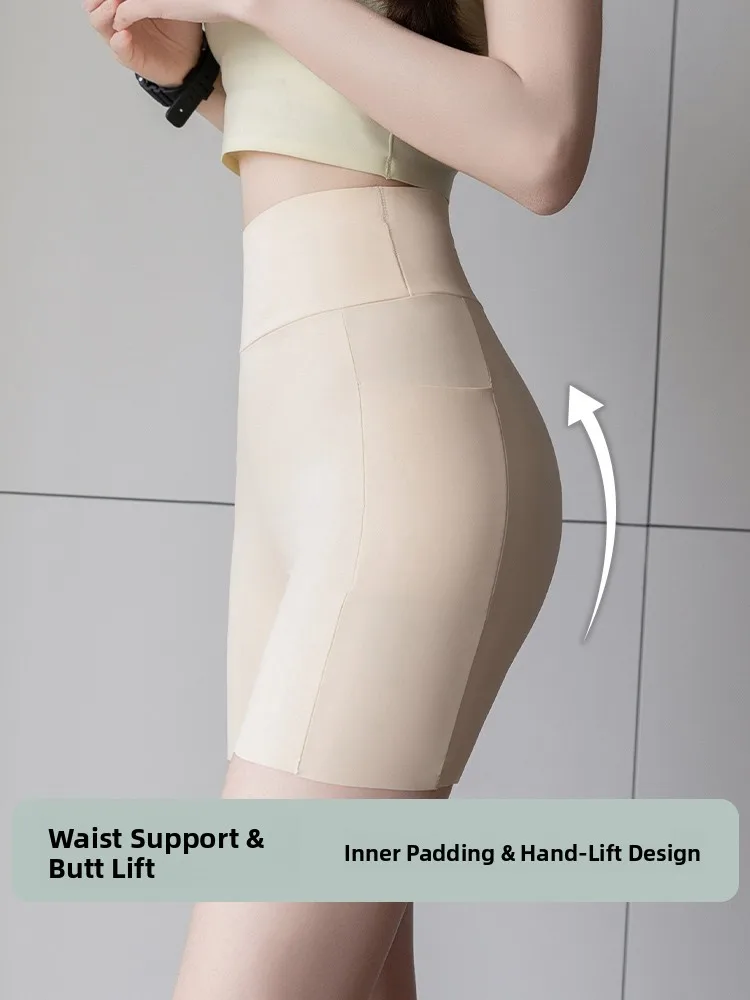 High-Waist Yoga Pants Tee-Quarter Length Fitn Cycling Thin Model Abdomen Lifting Hip Thin Base Layer Pants Summer New Ve...