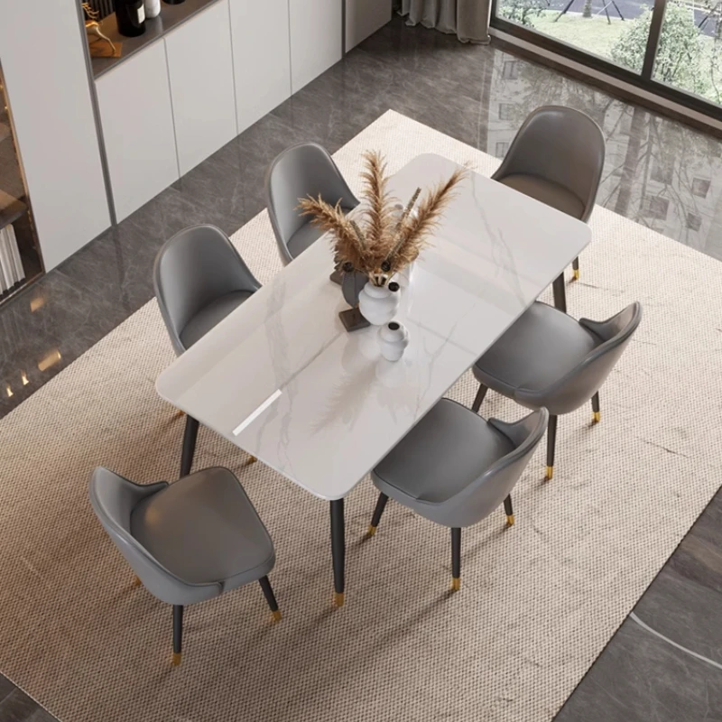 

Italian Luxury White Tables Chairs Sets Nordic Party Modern Kitchen Dining Table Set Restaurant Mesa Comedor Home Furniture