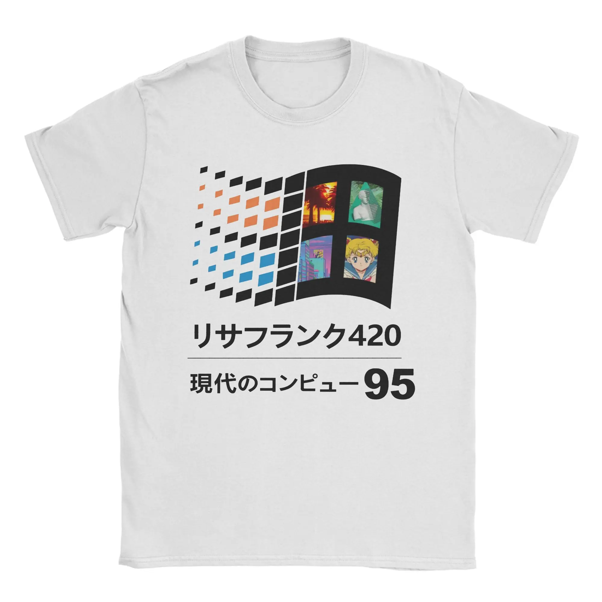 Priting Vaporwave 95 T-Shirt For Men Women Cotton Short Sleeve  Crewneck Summer Top Tee