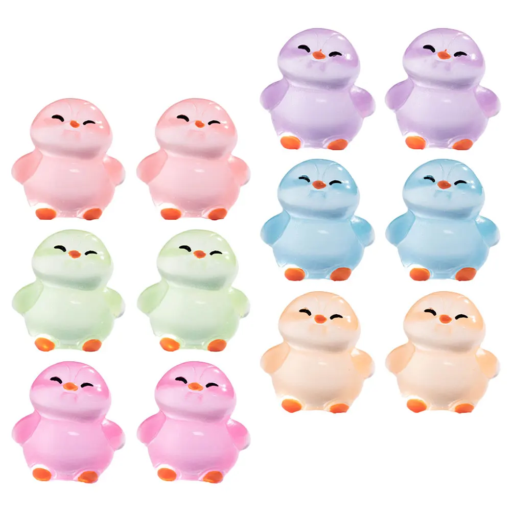 

12Pcs Miniature Glow in The Dark Resin Penguin Statues Luminous Small Animals for Fairy Garden Micro Landscape Decoration