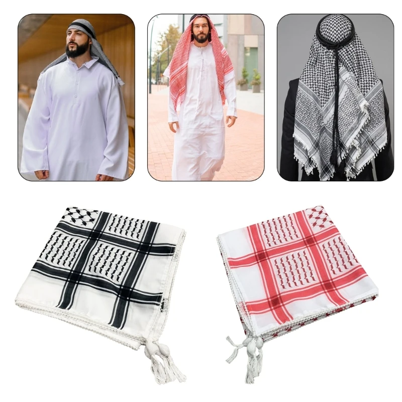 

Trendy Arab Desert Scarf Tassels Headscarf Women Men Multipurpose Large Scarf Shawl Outdoor Dustproof Neckerchief Daily Wear