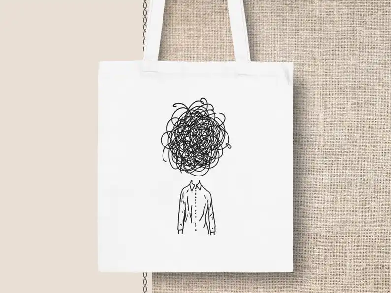 

TOTE BAG mental storm – Tote Bag Shopping Bag Mental HealthAnxietyAgoraphobiaOverthinking Sustainable