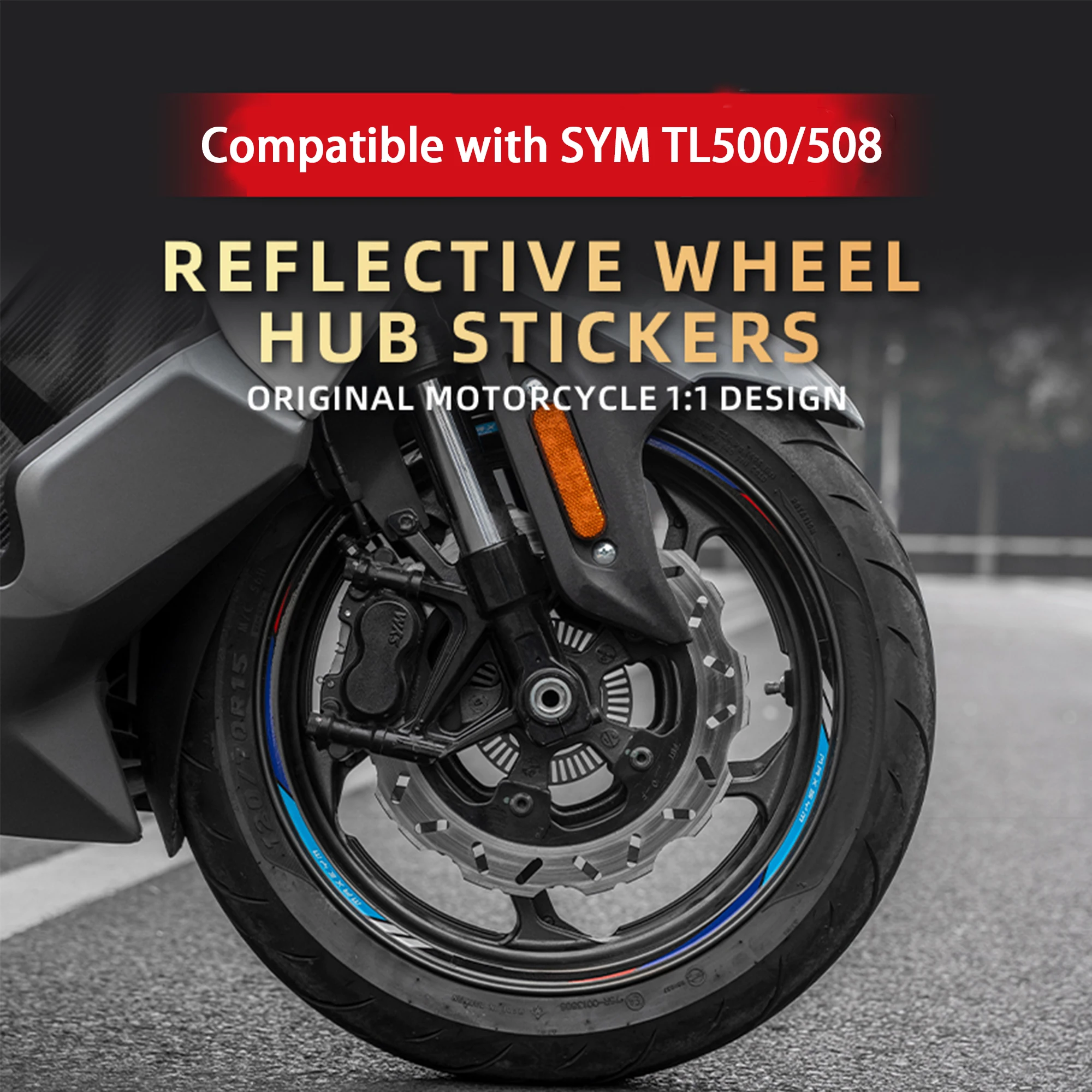 

Waterproof Reflective Wheel Hub Decals Stickers Fit for SYM TL500 TL508 Night Safety Rim Tape No Residue