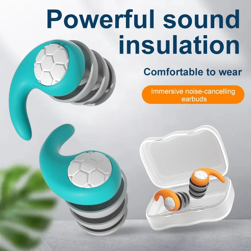 Soft Comfort Silicone Noise Cancelling Earplugs 3-layer Waterproof Mute Noise Filter Ear Plugs For Sleep Swimming
