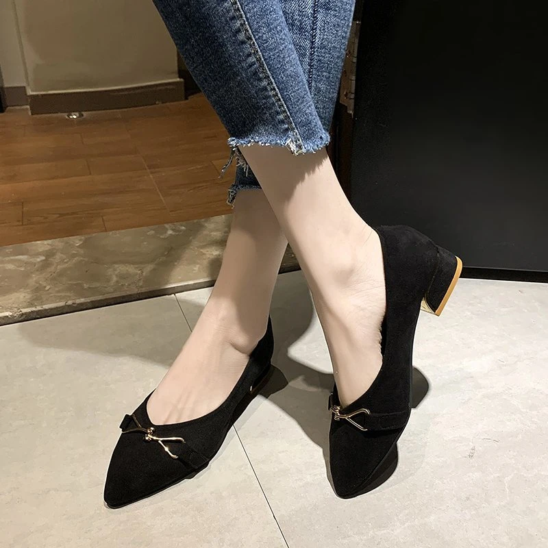 Comfortable Low Heel Ladies Work Shoes 2024 Summer Fashion Pointed Toe Women\'s Pumps Simple and Versatile Shallow Mouth Shoes