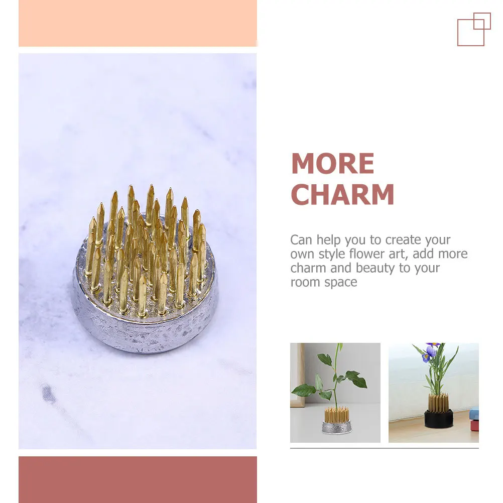 

3 pcs Flower Arrangement Holder Floral Fixation Base Copper Needle Support Diy Flower Art Decoration Dense Needle Design