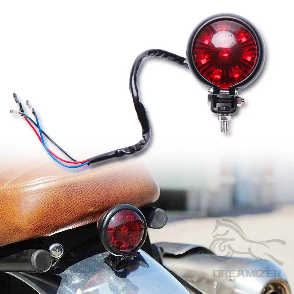 12V Taillights Motorcycle Brake Light LED Motorbike Stop Rear Tail Lamp Red Compatible With Chopper Bobber Cafe Racer StreetBike